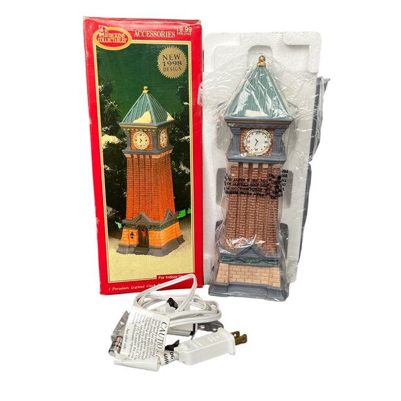 Heartland Valley 1998 Christmas Village Deluxe Lighted Clock Tower - Picture 1 of 9